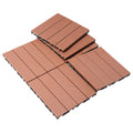 Wood Plastic Composite Deck Tiles Set Of 20, Sustainable Fsc Composite Decking Resist Rust, Water, Weather, Easy To Diy & Maintain, Ideal For Patios, Balconies, Rooftops, Mahogany Colour Mahogany Wood Plastic