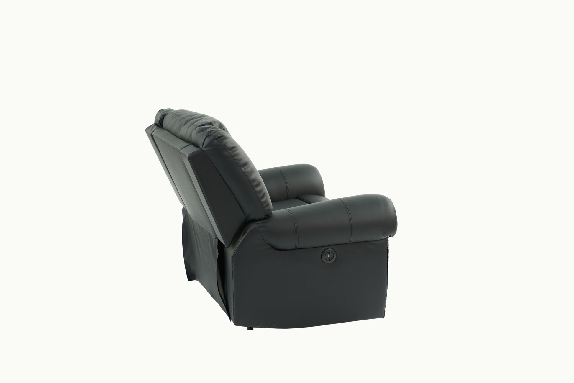 Modern 1Pc Manual Motion Recliner Chair Glider Black Color Bonded Leather Armrest Cushion Seating Living Room Furniture Black Faux Leather Primary Living Space Contemporary,Modern Bonded Leather