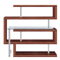 Buck Ii Clear Glass, Chrome High Gloss Finish Writing Desk With Shelf Walnut Synthetic Wood