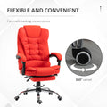 Homcom High Back Ergonomic Executive Office Chair, Pu Leather Computer Chair With Retractable Footrest, Lumbar Support, Padded Headrest And Armrest, Red Red Pu Leather