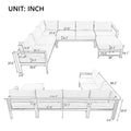 U Shaped Multi Person Outdoor Sofa Set, Suitable For Gardens, Backyards, And Balconies. Grey Seats 6 Aluminum