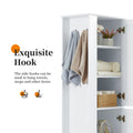 Tall Bathroom Storage Cabinet, Freestanding Storage Cabinet With Hook And Adjustable Shelf, Mdf Board, White White 2 Mdf