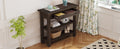 Retro Console Table With Drawer And Two Sturdy Shelves For Entryway, Living Room Espresso Espresso Mdf,Rubber Wood