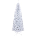 Homcom 7Ft Pencil Christmas Tree, Unlit Artificial Christmas Tree Slim Douglas Fir Xmas Tree With Realistic Branches, Halloween Tree With 818 Tips, White White Plastic