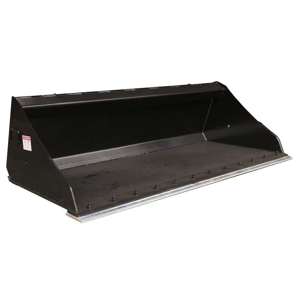 72" Skid Steer All Season Clean Up Bucket Attachment, Heavy Duty Smooth Bucket Quick Attach, Universal Mount Black Steel