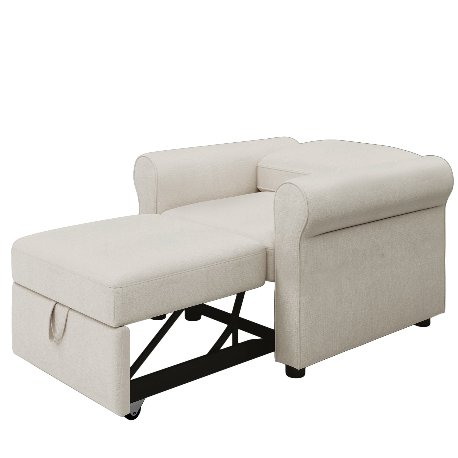 3 In 1 Sofa Bed Chair, Convertible Sleeper Chair Bed,Adjust Backrest Into A Sofa,Lounger Chair,Single Bed,Modern Chair Bed Sleeper For Adults,White Old Sku:Wf301161Aab White Linen