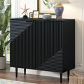 Mirod Modern Minimalist Side Cabinet With Adjustable Shelves ,Stylish Geometric Door Design,Ample Storage Space For Any Home Decor Black Mdf