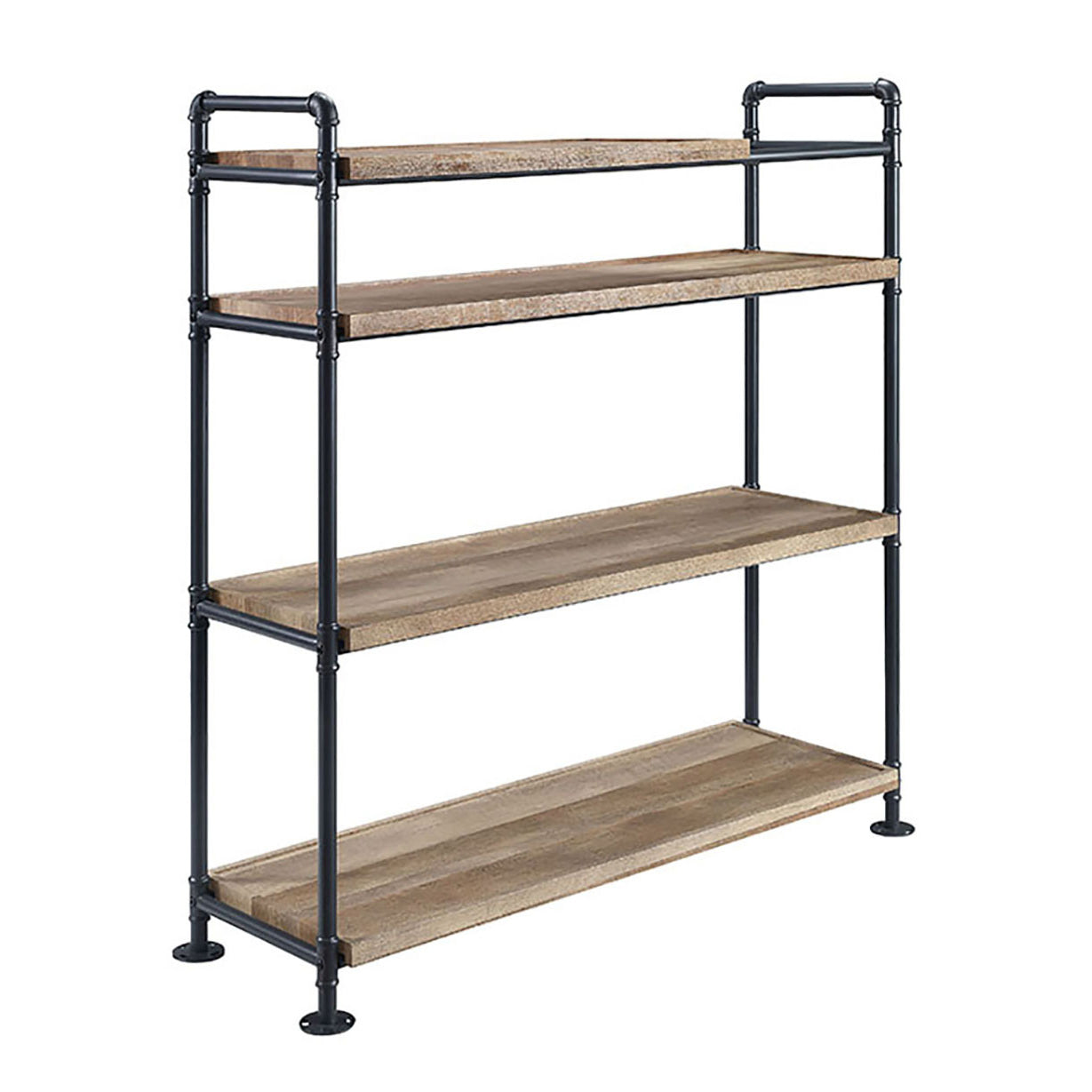 Oak And Sandy Black Bookshelf With 4 Shelves 4 Oak Open Back Wood Metal