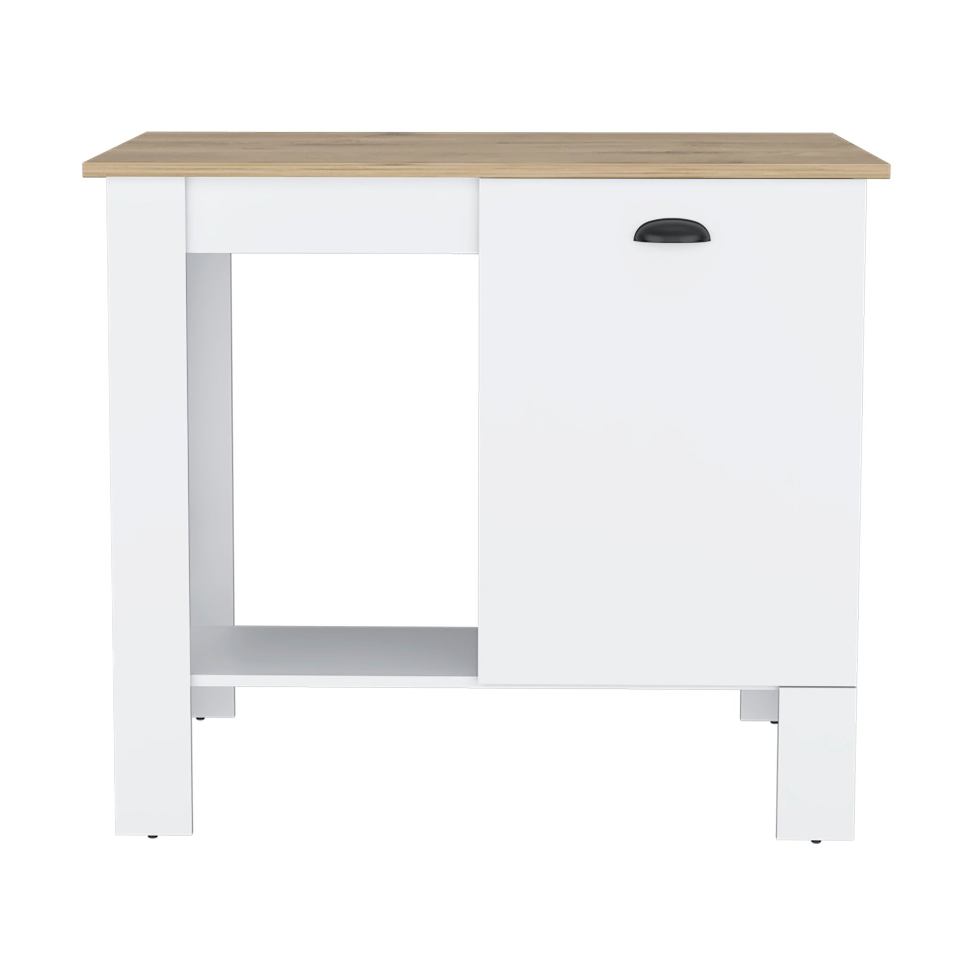 Atenea Kitchen Island, Single Door Cabinet, Shelf White Macadamia White Dining Room Modern Rectangular Stationary Kitchen Islands Particle Board Medium 40 55In