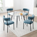 Dining Chairs Set Of 2,Round Upholstered Sherpa Fabric Dining Room Chairs With Curved Backrest,Mid Century Modern Accent Chairs With Black Metal Legs For Dining Room,Living Room,Kitchen Light Blue Foam Polyester