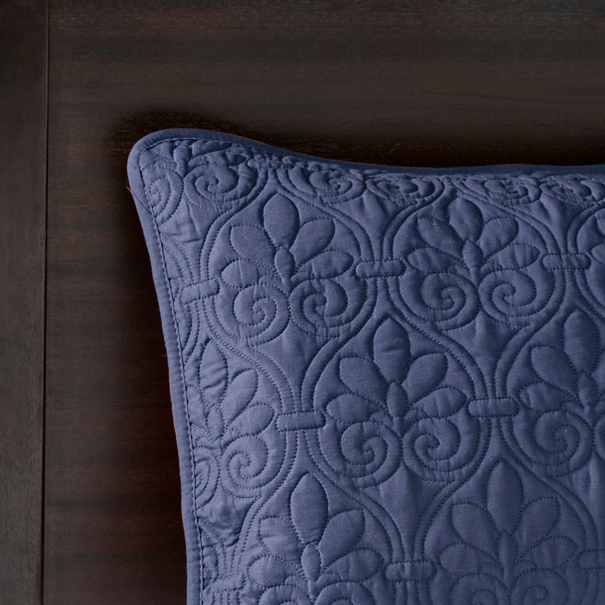 Reversible Quilt Set Navy King Cal King Navy Cotton