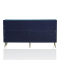 Modern Lacquered 4 Door Wooden Cabinet Sideboard Buffet Server Cabinet Storage Cabinet, For Living Room, Entryway, Hallway, Office, Kitchen And Dining Room, Navy Blue Lacquered Navy Blue Adjustable Shelves Engineered Wood