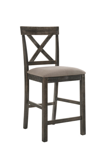 Martha Ii Tan Linen & Weathered Gray Finish Counter Height Chair Set Of 2 Gray,Tan Linen,Synthetic Wood