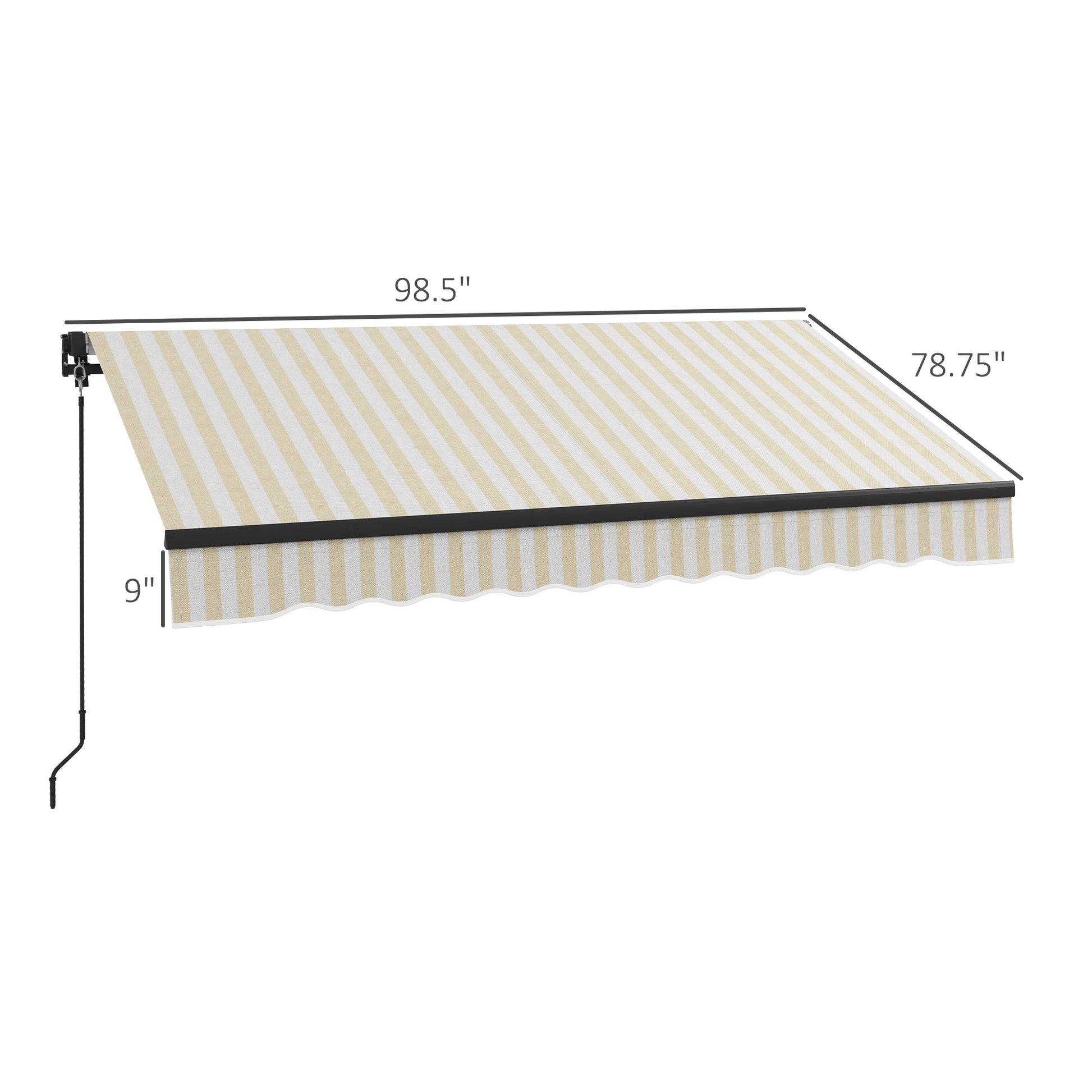 Outsunny 8' X 6.5' Retractable Awning, Patio Awning Sunshade Shelter With Manual Crank Handle, 280Gsm Uv Resistant Fabric And Aluminum Frame For Deck, Balcony, Yard, Beige And White Beige Polyester