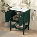 24'' Bathroom Vanity With Top Sink, Modern Bathroom Storage Cabinet With 2 Doors, Single Sink Bathroom Vanity Green 2 1 Adjustable Hinges Bathroom Freestanding Modern Solid Wood Mdf Resin Painted