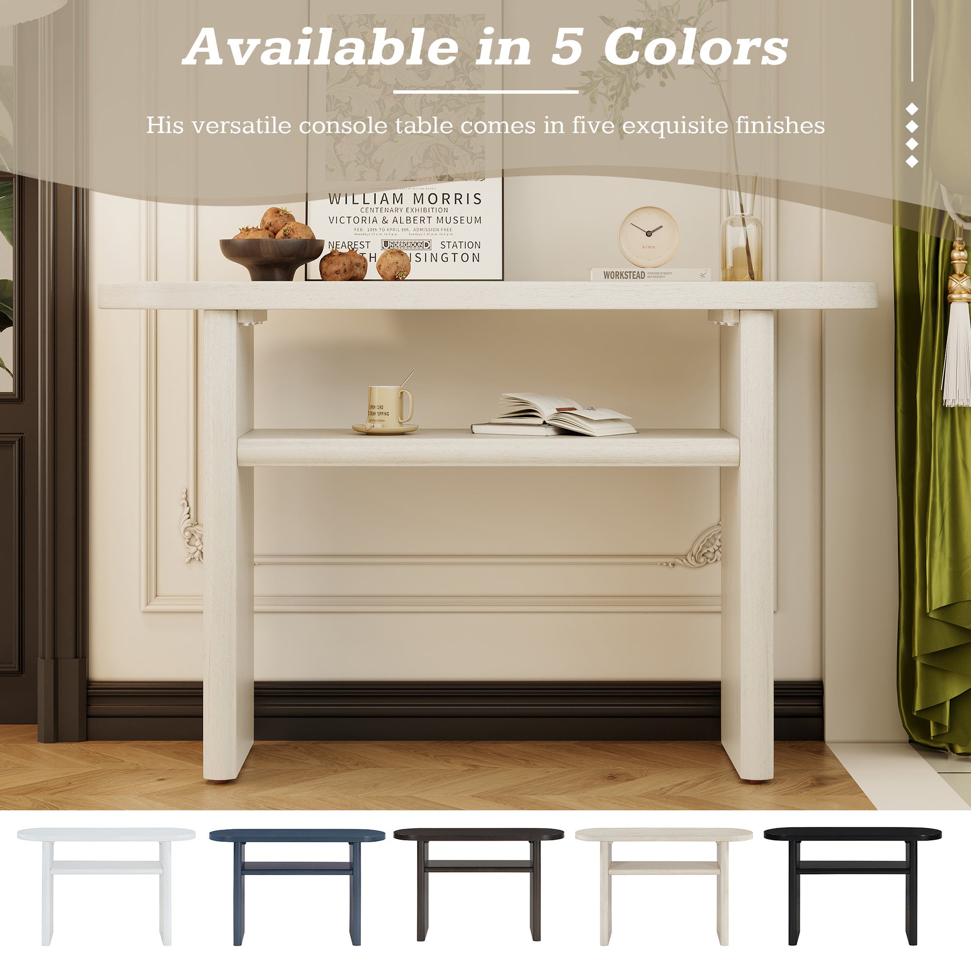 Elegant Minimalist Console Table With Rounded Edges And Sturdy Shelf Design For Entryway, Living Room Gray Wash Gray Wash Solid Wood Mdf