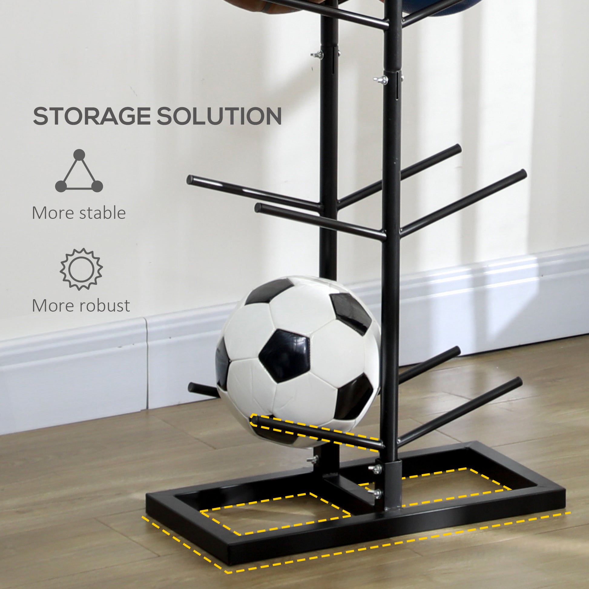 Soozier Ball Storage Rack, Vertical Basketball Rack, Steel Ball Holder Organizer For Gym Garage Classroom, 12 Ball Capacity Black Steel