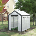 Outsunny 8' X 6' X 7.5' Walk In Greenhouse, Outdoor Gardening Canopy With 6 Roll Up Windows, 2 Zippered Doors & Weather Cover, White White Steel