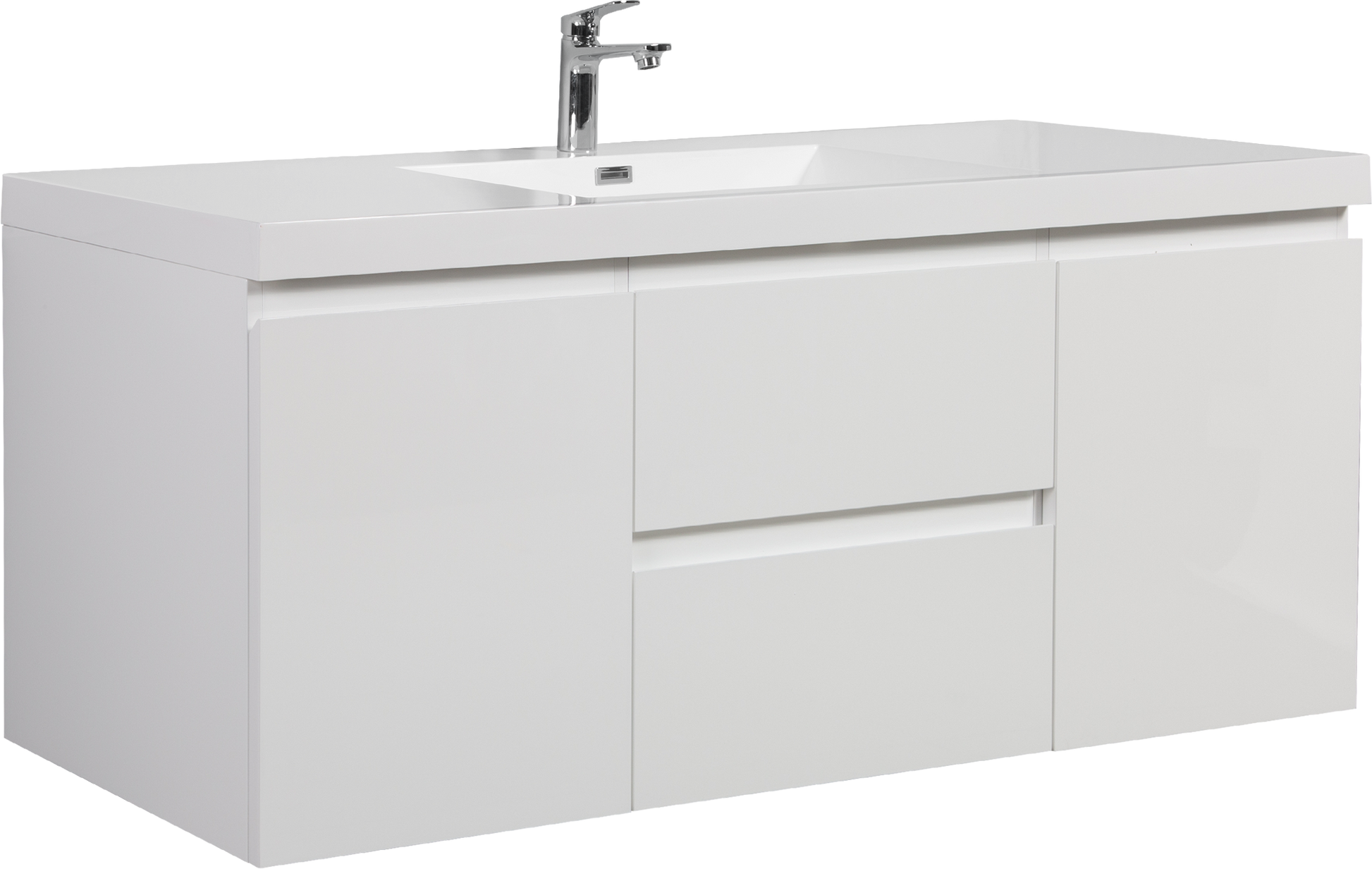 60" Floating Bathroom Vanity With Sink, Modern Wall Mounted Bathroom Storage Vanity Cabinet With Resin Top Basin And Soft Close Drawers, Glossy White 24V11 60Sgw 2 White 2 Bathroom Wall Mounted Mdf