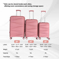 Hard Shell Luggage, 3 Piece Set, With Tsa Lock, 20 Inches 24 Inches 28 Inches Rose Gold Polypropylene