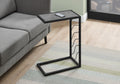 Accent Table, C Shaped, End, Side, Snack, Living Room, Bedroom, Grey Laminate, Black Metal, Contemporary, Modern Grey Metal