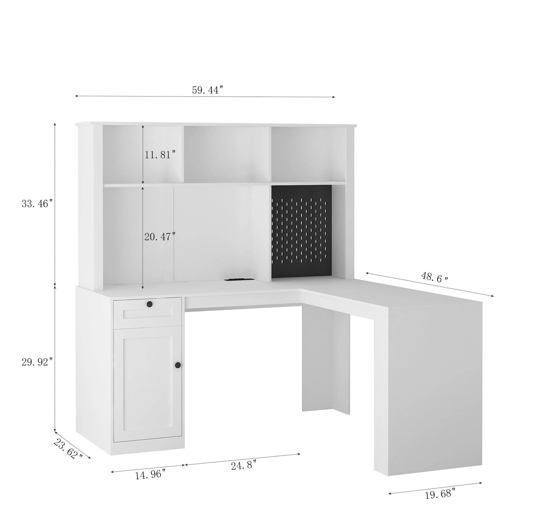 L Shaped Desk With Outlet, Computer Desk With Drawers, Bookshelf & Hutch, Modern Corner Desk, Home Office Desk,L Shaped Study Table Writing Desk,Corner Gaming Computer Desk With Storage White Mdf