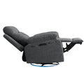 Power Recliner Glider Chair With Bluetooth Speaker 270 Degree Swivel With Led Light Side Arm With Storage Pockets Usb Type C Charging Port Button Control Retractable Footrest Adjustable Backrest Dg Dark Grey Linen Power Push Button Primary Living Space