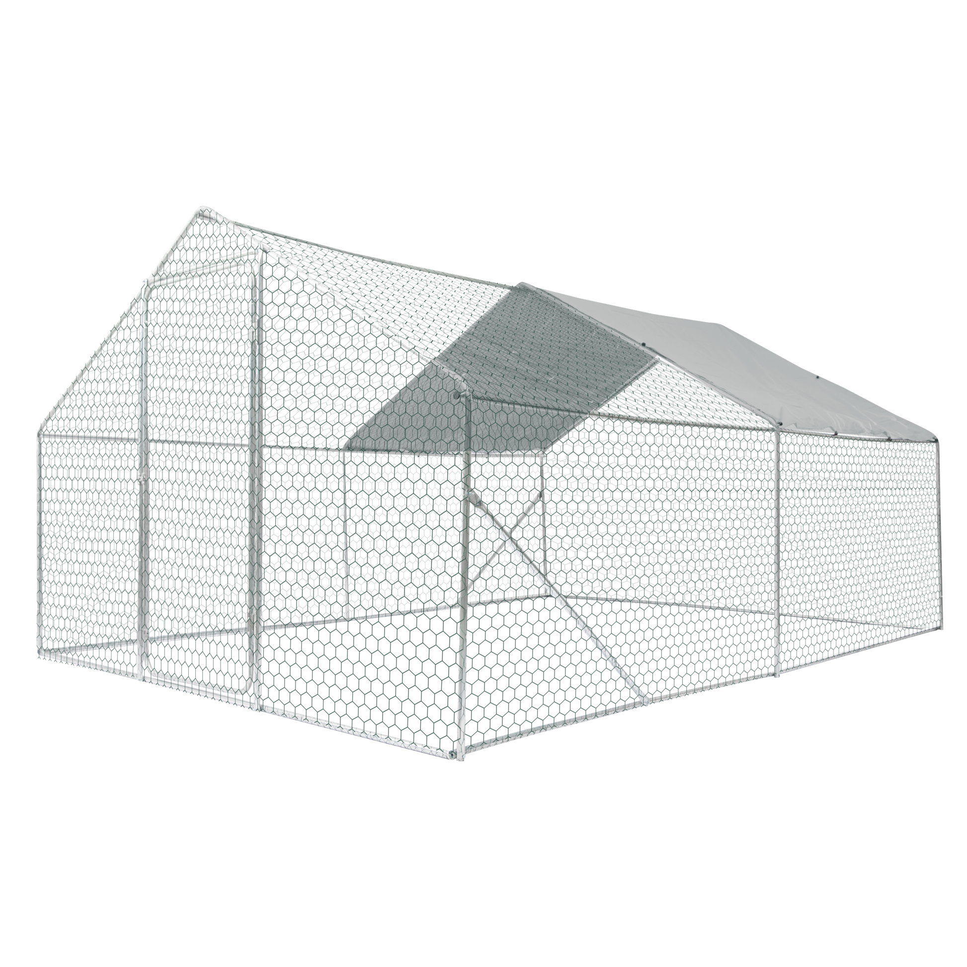 Xpt034 Outdoor Chicken Coop Metal Big Space 13*10*6Ft Silver Grey Metal