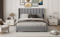 Queen Size Storage Bed Velvet Upholstered Platform Bed With A Big Drawer Gray Old Sku:Wf296854Aae Queen Gray Velvet