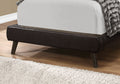 Bed, Twin Size, Teen, Upholstered, Brown Leather Look, Wood Legs, Transitional Brown Foam Faux Leather