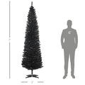 Homcom 7' Artificial Pencil Christmas Tree, Slim Xmas Tree With 499 Realistic Branch Tips And Plastic Stand, Black Black Plastic