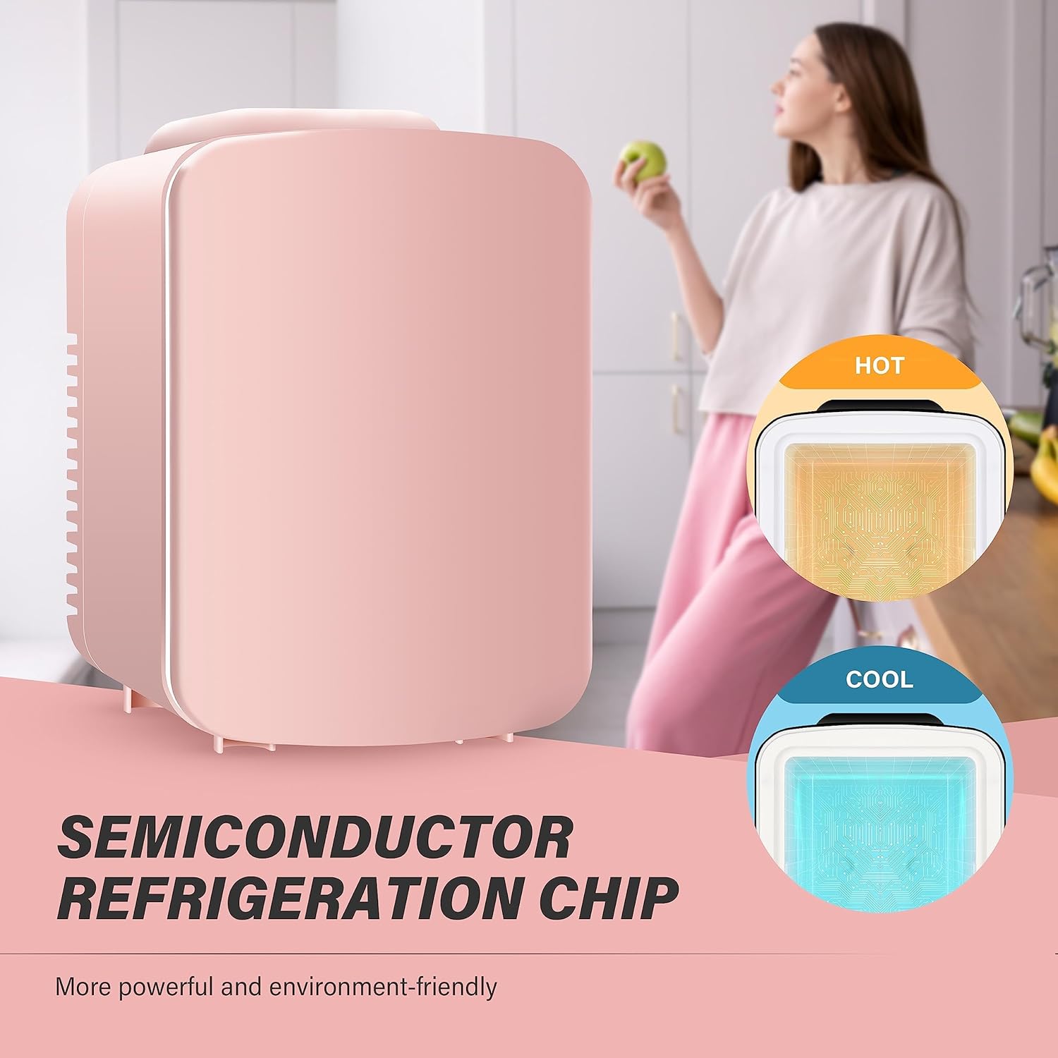 4 Liter 6 Can Mini Fridge Portable Cooler & Warmer Compact Refrigerator For Skincare, Cosmetics, Beverage, Food, 4L, Pink Pink Plastic