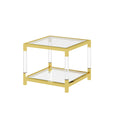 Modern Minimalist Style Gold Metal Frame With Acrylic Leg Coffee Table Cs 1195 1 Golden,Transparent Glass Acrylic