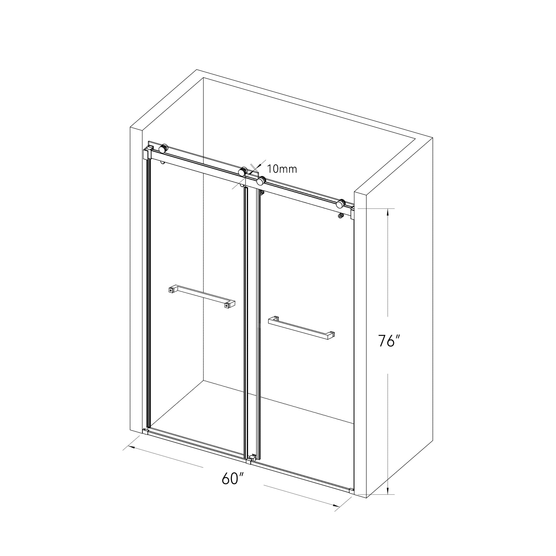 56 60 In. W X 72 In. H Sliding Frameless Soft Close Shower Door With Premium 3 8 Inch 10Mm Thick Tampered Glass In Brushed Nickel 03A42 6076 Brushed Nickel Bathroom Art Deco,Contemporary Aluminium Alloy