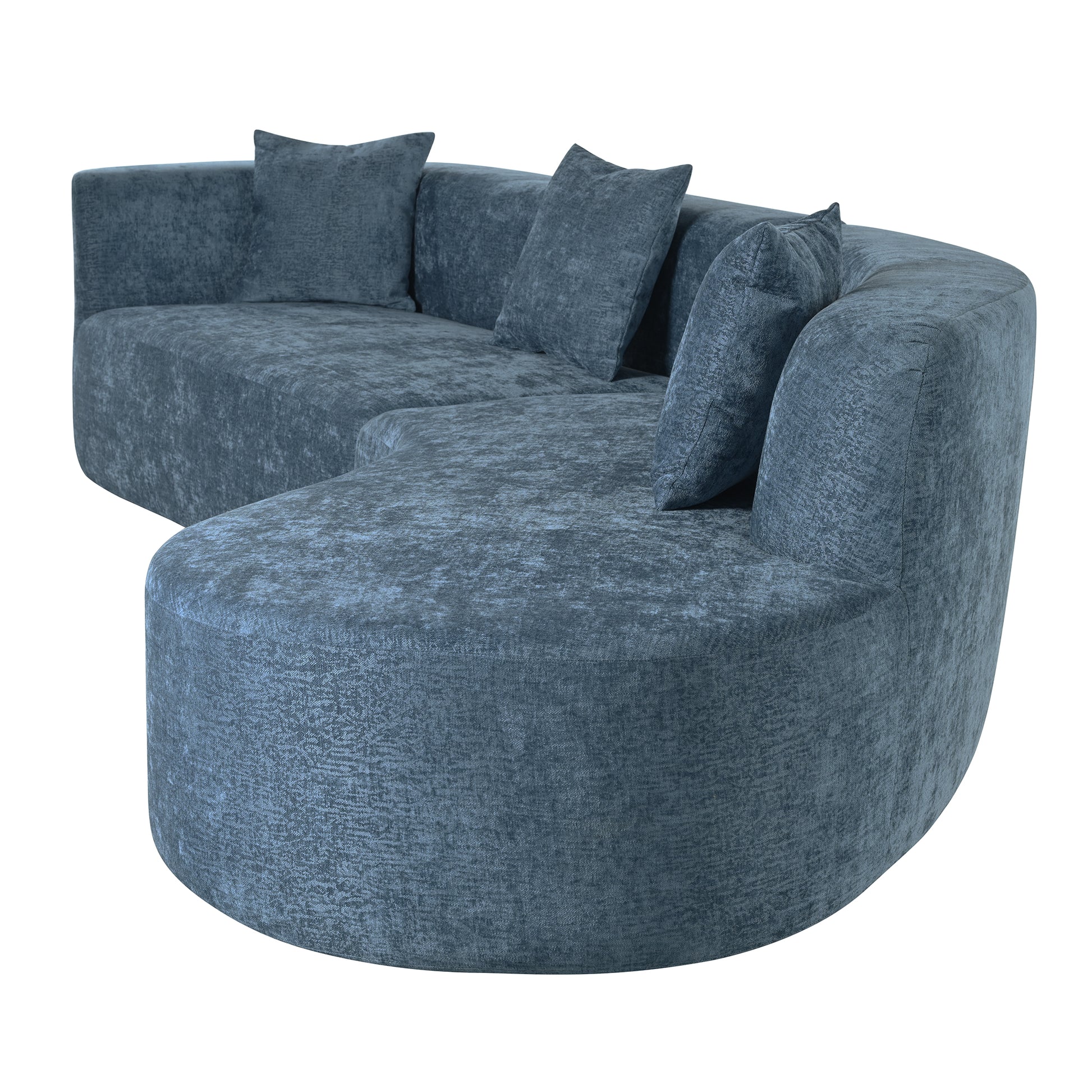 Modern Large 2 Piece Sectional Sofa With 3 Pillows,For Living Room, Bedroom Blue Polyester 2 Seat