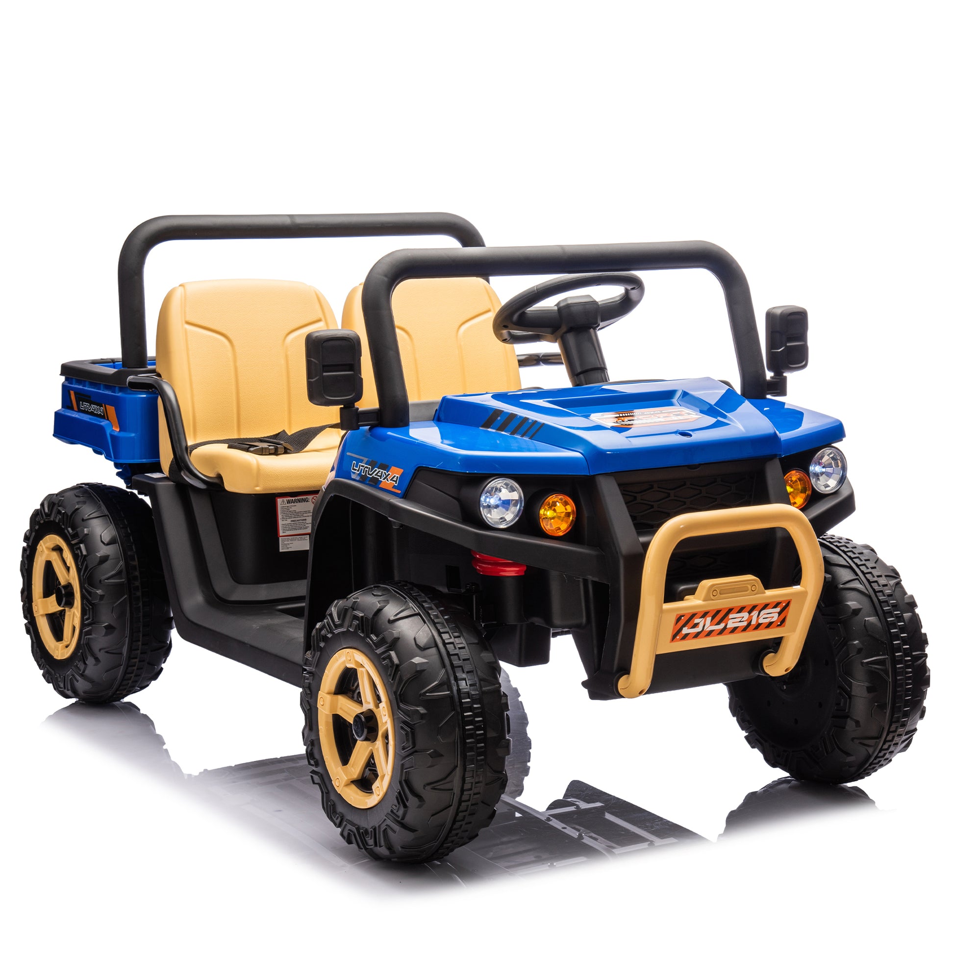 24V Xxxl Kids Ride On Utv W Parents Remote Control,Two Seater,Automatic Tipping Bucket,Rear Wheel Suspension,Slow Start,Portable Handle,Safety Belt,Led Light,Usb,Mp3,Bluetooth,Horn For Kids Aged 3 8. Blue 50 99 Lbs Polypropylene