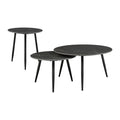 Modern Style Nesting Cocktail Tables And Side Table 3 Piece Occasional Table Set Black Metal Legs Sintered Stone Top Black Primary Living Space Modern Metal,Sintered Stone