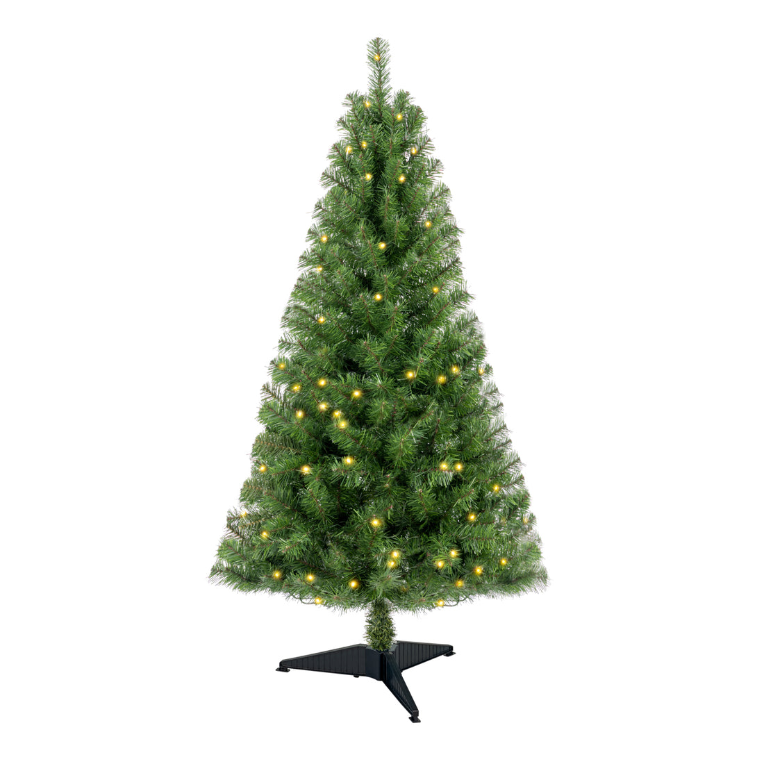 4Ft Artificial Christmas Tree Prelit With Stand,100 Warm White Led Lights,Realistic 241 Branch Tips Pvc Green Norwood Spruce Tree Easy Assembly For Indoor,Home Green Pvc