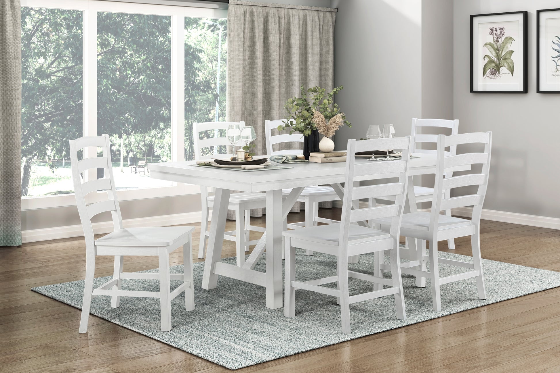 Contemporary White Finish 1Pc Dining Table Wooden Kitchen Dining Furniture Farmhouse Aesthetic White Seats 6 Dining Room Casual,Farmhouse Rectangular Wood