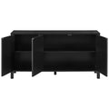 Sideboard With Curved Swirl Patterned Doors And Artistic Three Door Design,Suitable For Living Rooms,Entrance And Study Black Primary Living Space American Design Mdf