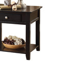 Black End Table With Bottom Shelf Black Primary Living Space Drawers Rectangular Particle Board Mdf