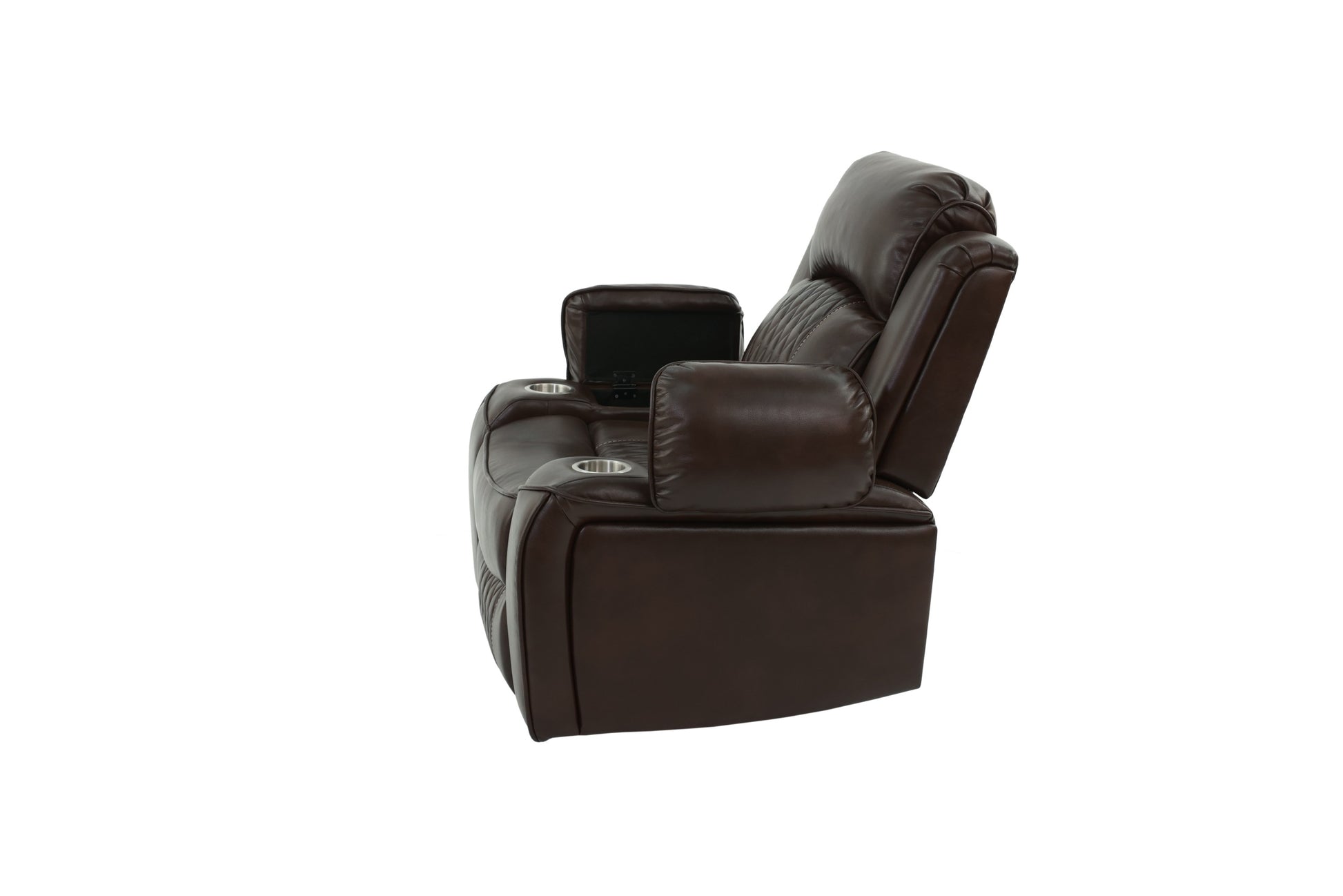 Power Motion Recliner Chair 1Pc Chair Contemporary Brown Color Gelstorage Arms W Cup Holder Living Room Furniture Brown Faux Leather Power Push Button Primary Living Space Cushion Back Contemporary,Modern Pillow Top Arms Metal & Wood