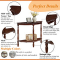 42'' Retro Circular Curved Half Moon Console Table With Cloud Design Top And Open Shelf Solid Wood Frame And Legs, Light Espresso Light Espresso Retro Pine