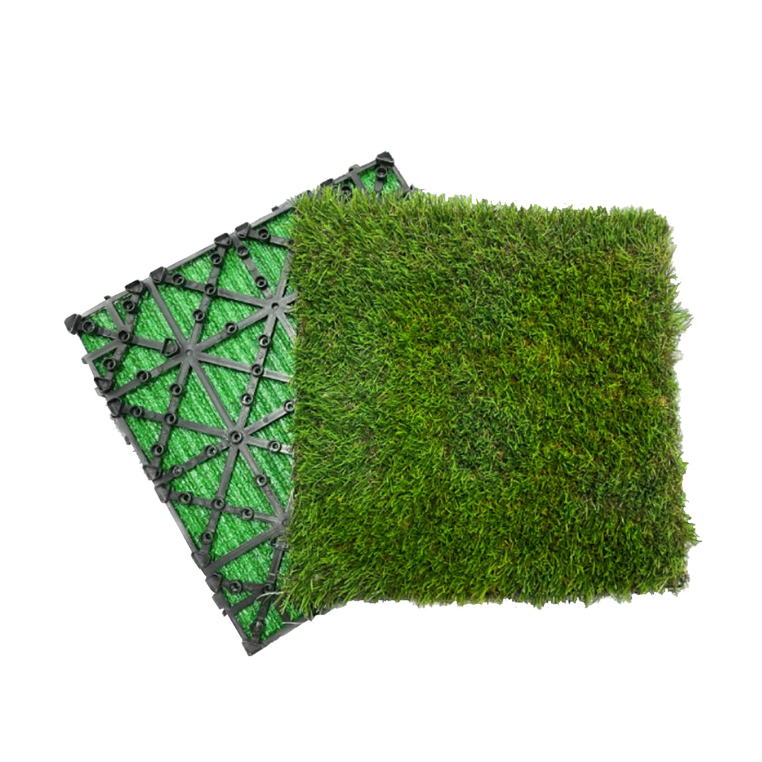 Artificial Grass Turf Tiles Interlocking Set Of 35Pcs, Fake Grass Tiles Self Draining For Pet Indoor Outdoor Flooring Decor, 12X12In Dark Green Dark Green Modern Plastic Plastic