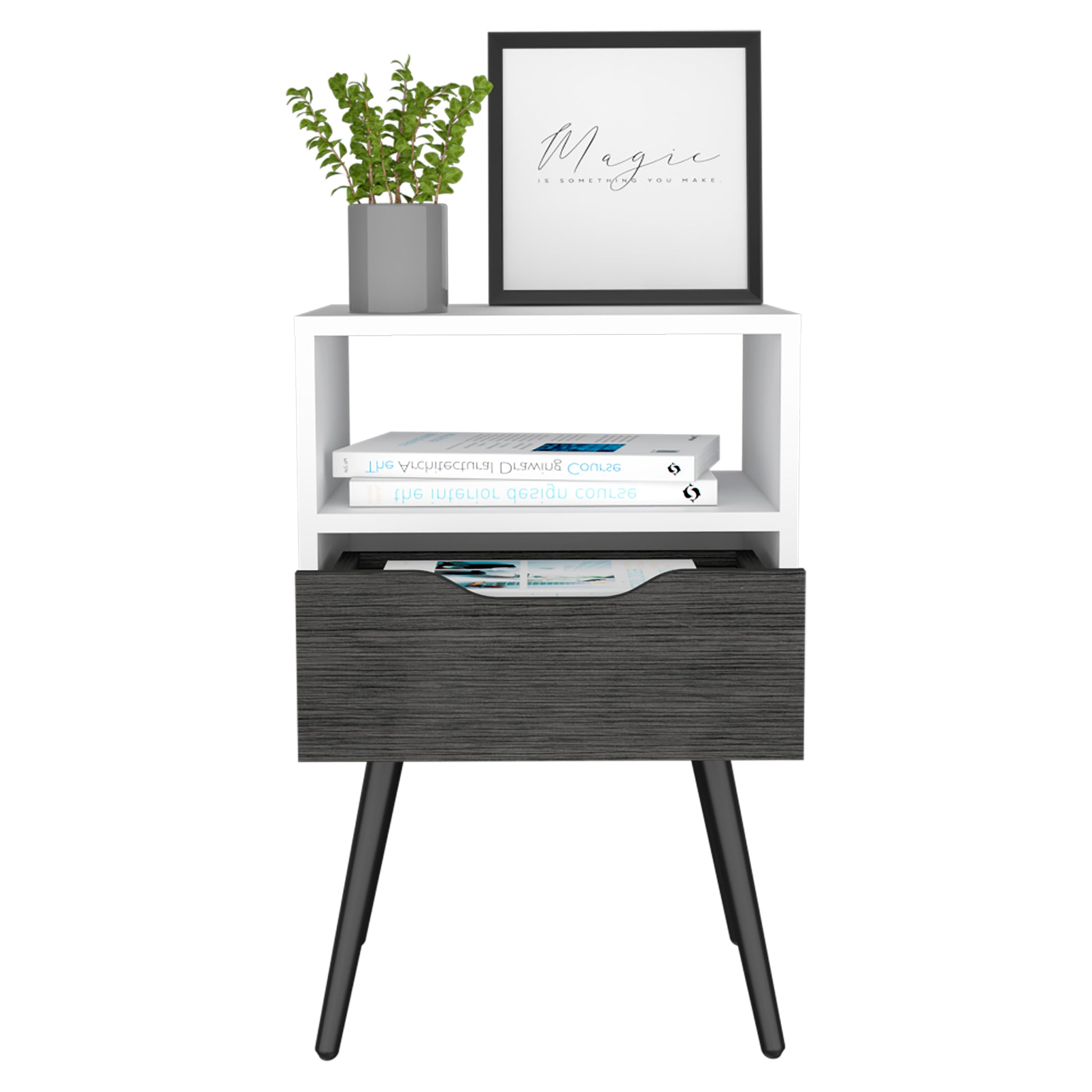 Allie Nightstand, Superior Top, Open Shelf, One Drawer Multicolor 1 Drawer Bedroom Modern Shelf Mdf Engineered Wood