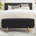 Ottoman Oval Storage Bench,Rubber Wood Leg,Black 46.