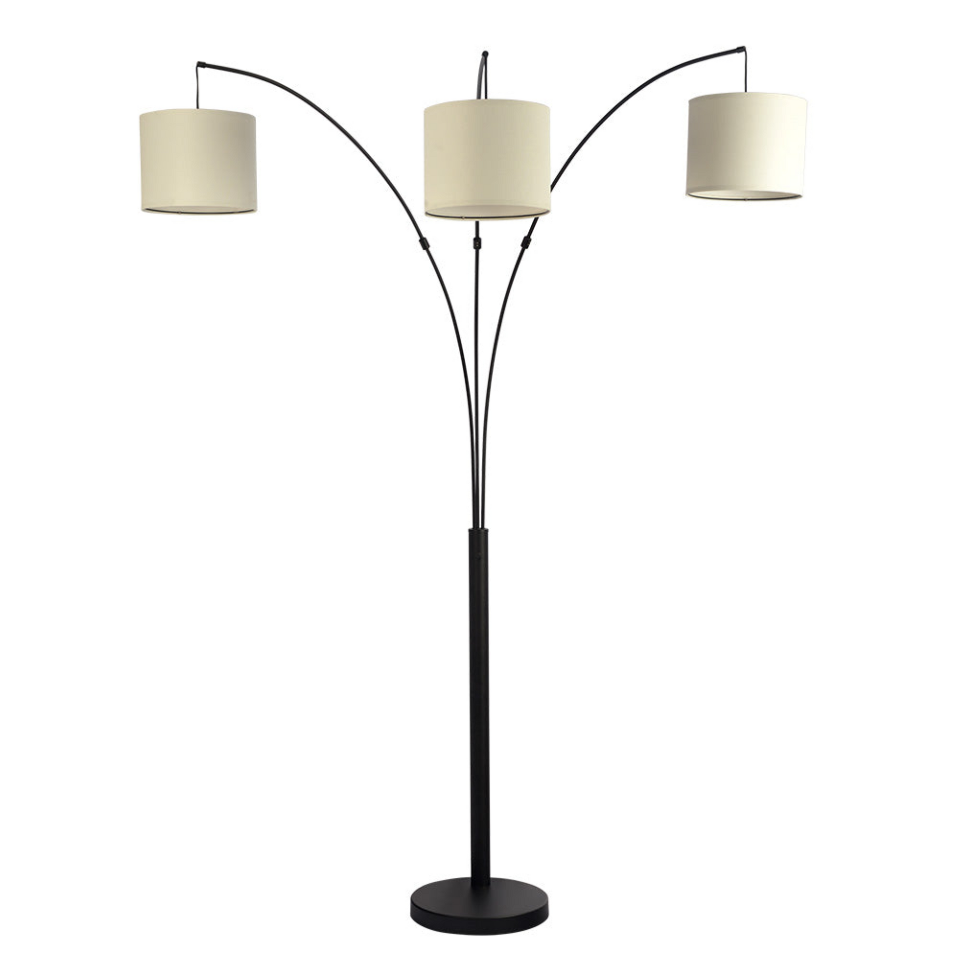 Royal 3 Arm Metal Arc Floor Lamp, Oil Rubbed Bonze With Linen Shade, 4 Way Rotary Switch Linen,Oil Rubbed Bronze Linen,Metal