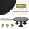 39.4'' Easy Assembly Round Petal Shaped Coffee Table, Cream Style Center Table With 3 Thick Legs, Minimalist Irregular End Table With Sleek Round Edges For Living Room, Black Black Mdf