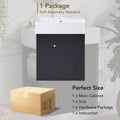 Video 21.6 Inch Modern Floating Bathroom Vanity With Ceramic Basin Perfect For Small Bathrooms, Left Side Storage Black Bathroom Ceramic Mdf