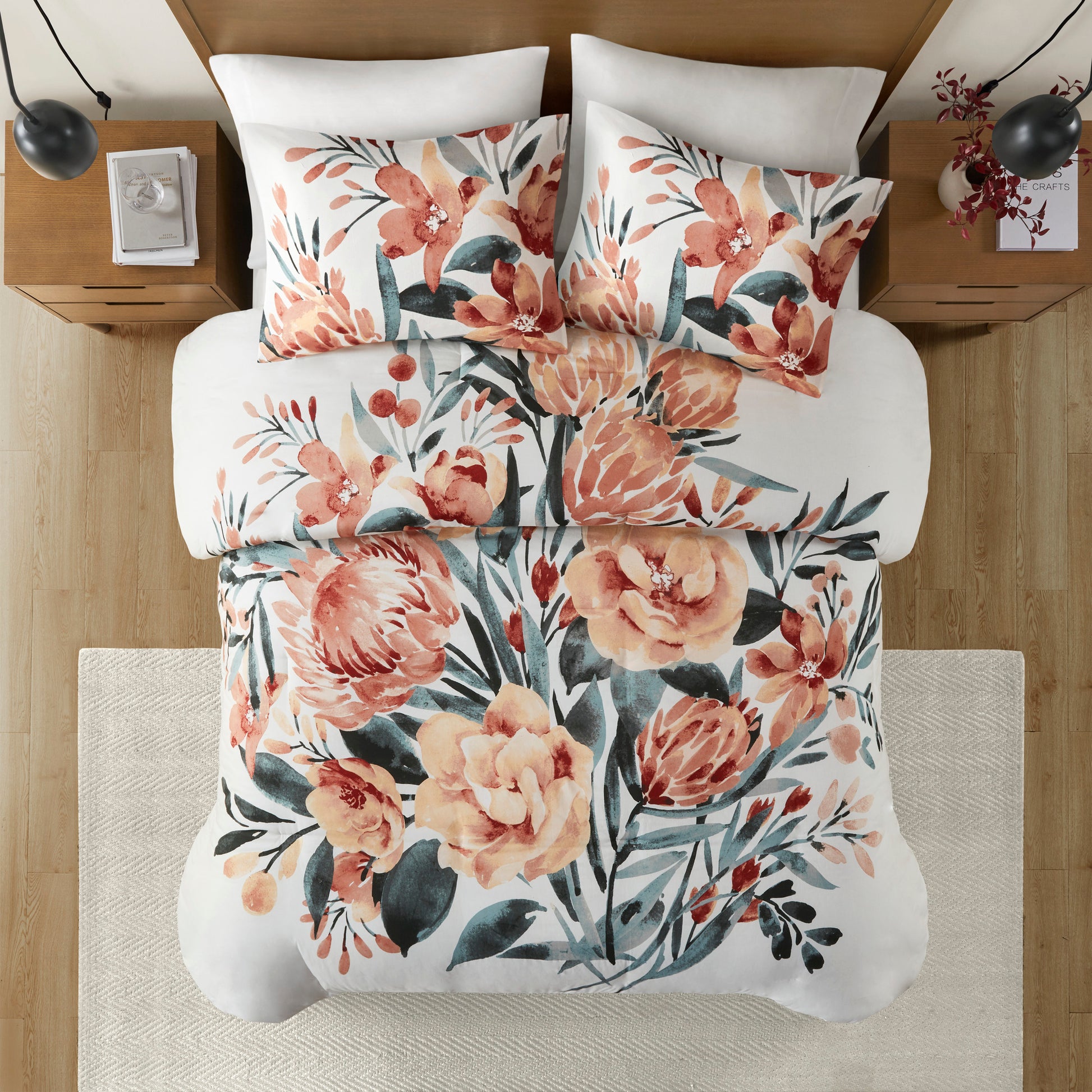 3 Piece Floral Cotton Duvet Cover Set King Multicolor Cotton